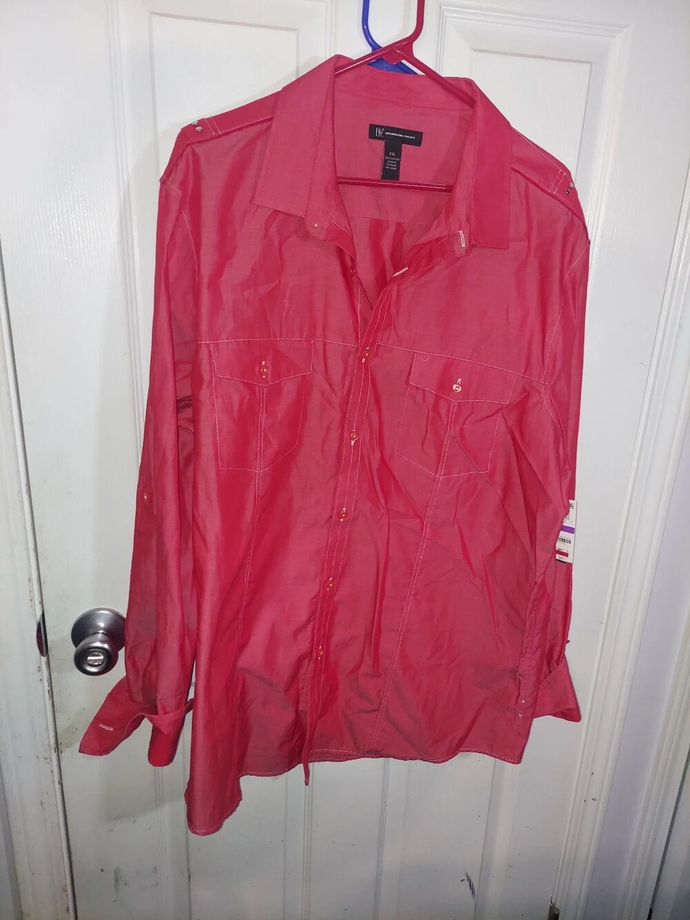 INC International Concepts Men's XXL Red Cotton Button Down Shirt NWT Slim EDV